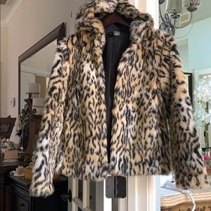 H&M Divided Leopard Hooded Coat